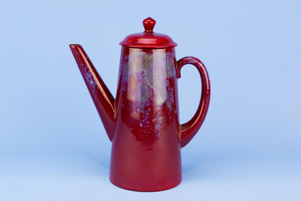 Red Royal Doulton Flambe Coffee Pot, English 1920s
