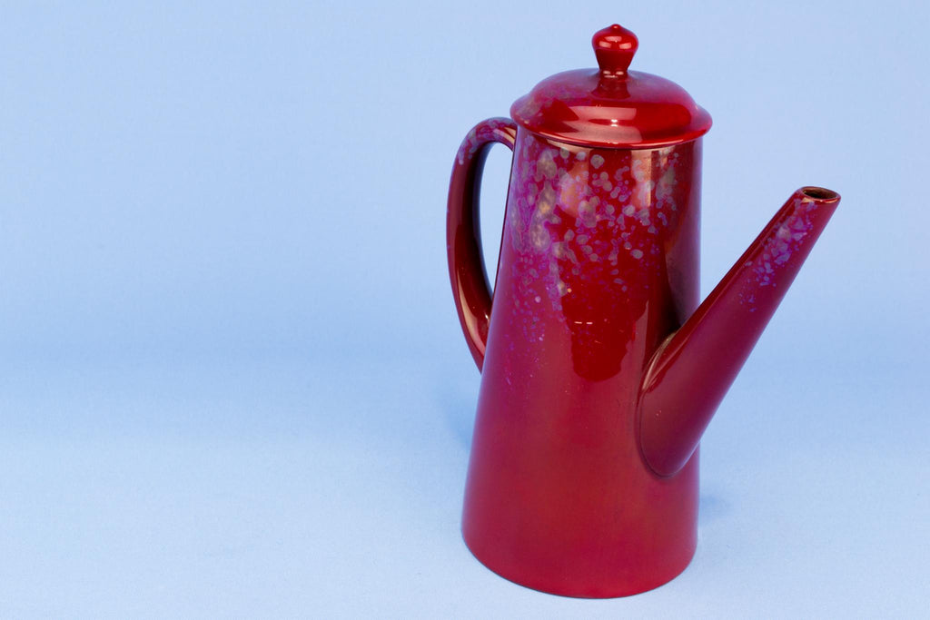 Red Royal Doulton Flambe Coffee Pot, English 1920s