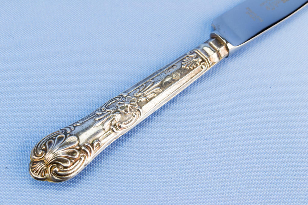 6 sterling silver tea knives, English 1975