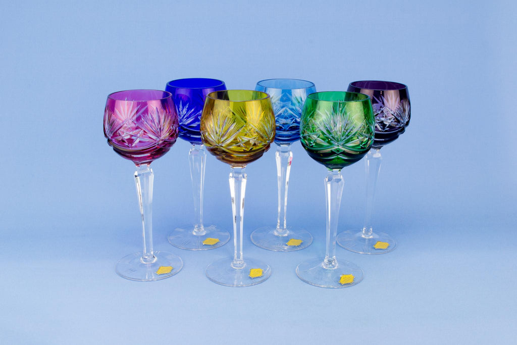 6 Harlequin wine glasses, German circa 1970