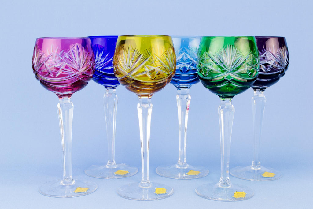 6 Harlequin wine glasses, German circa 1970