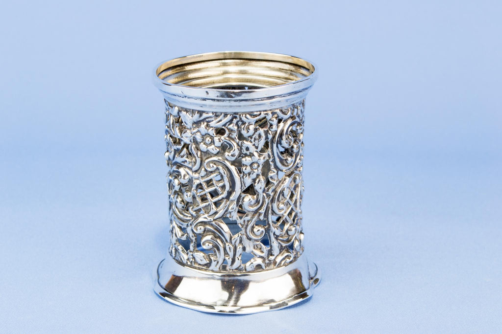 Sterling silver Condiment pot stand, English 1902