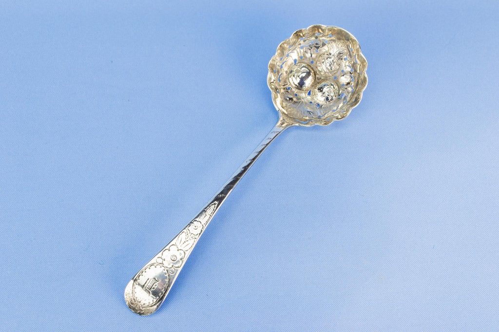 Sterling silver sugar sifter spoon, English 1806