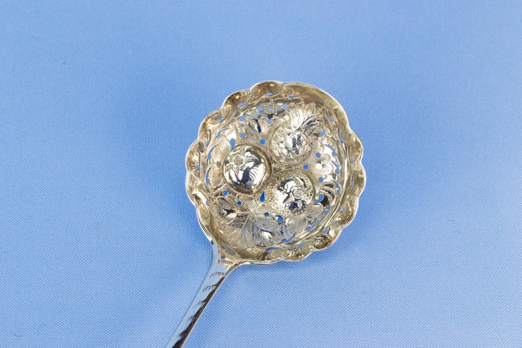 Sterling silver sugar sifter spoon, English 1806
