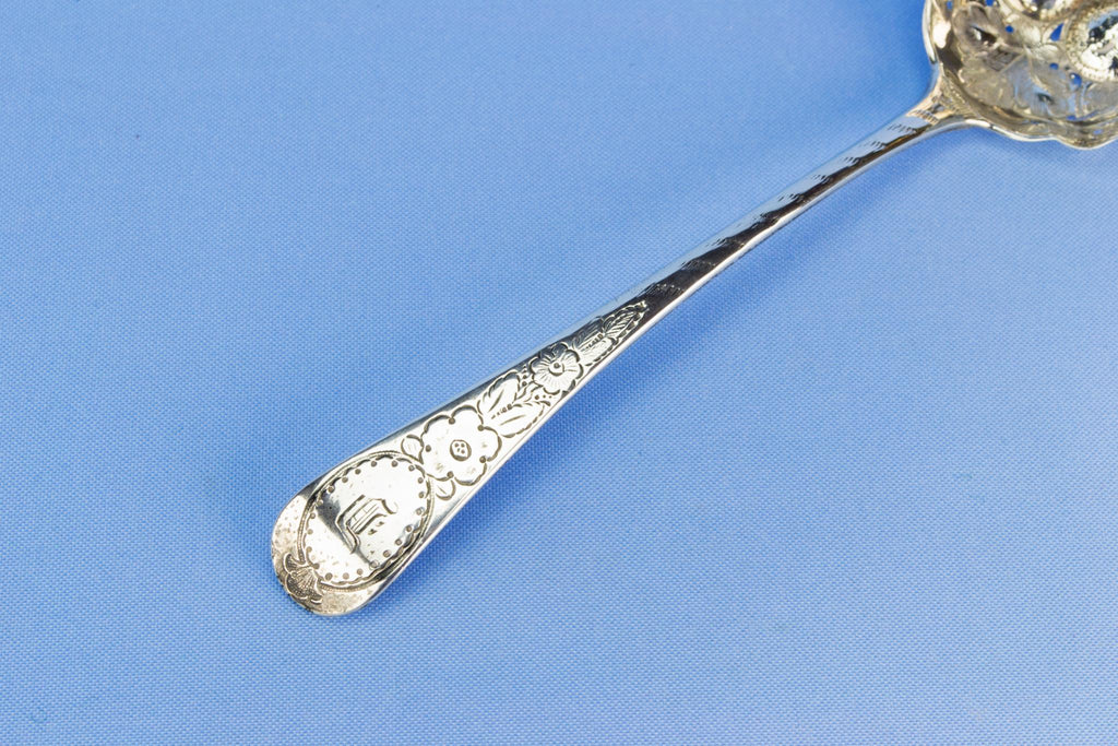 Sterling silver sugar sifter spoon, English 1806