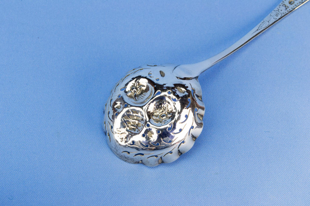Sterling silver sugar sifter spoon, English 1806