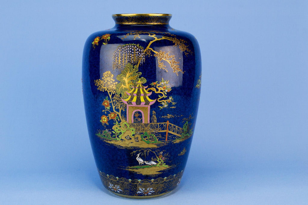 Blue Carlton Ware vase, English 1920s