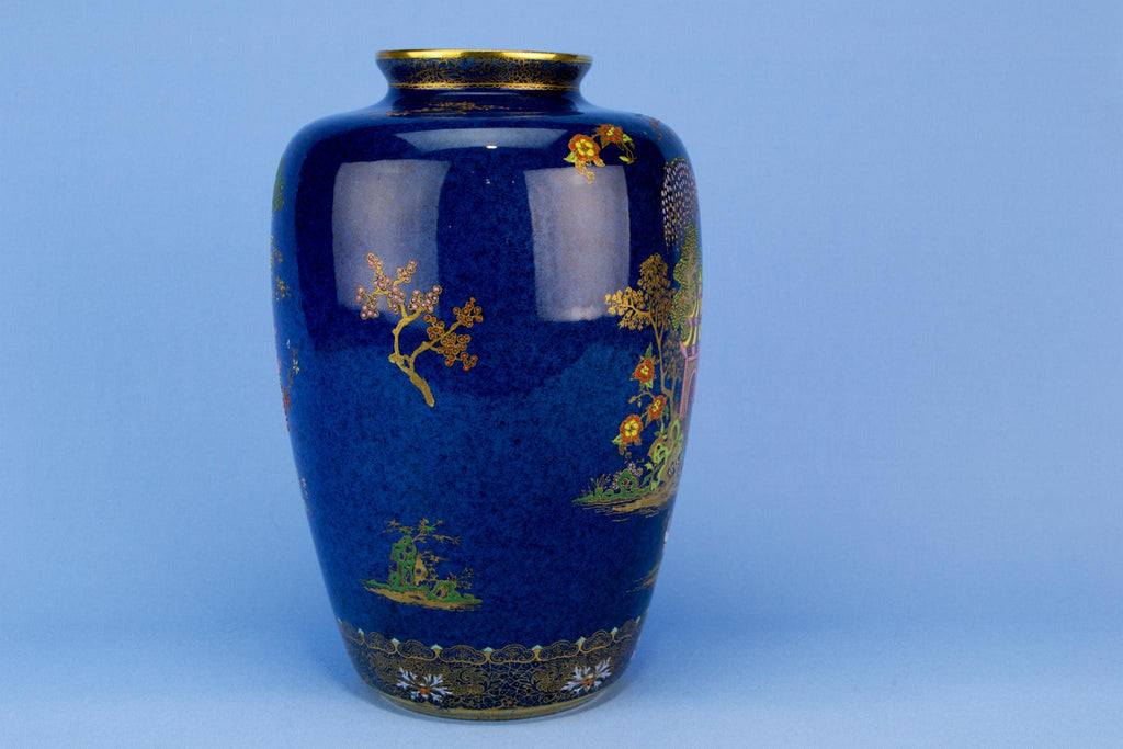 Blue Carlton Ware vase, English 1920s