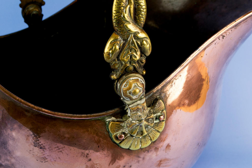 Copper fireplace bucket, English 1860s