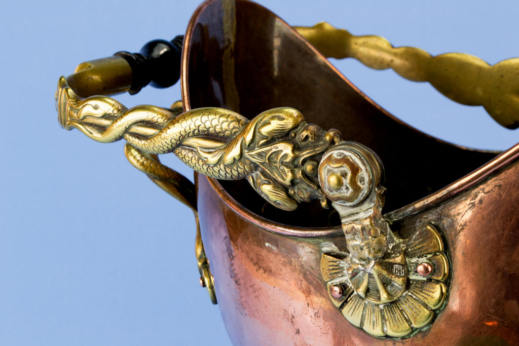 Copper fireplace bucket, English 1860s