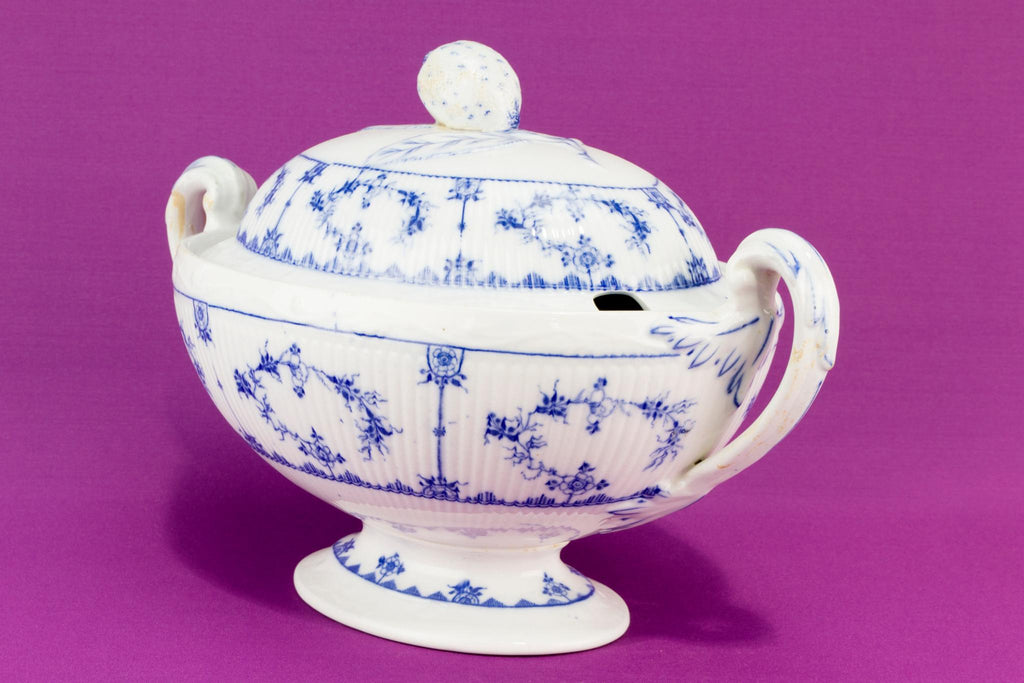 Furnivals Blue & White tureen and ladle, English circa 1900