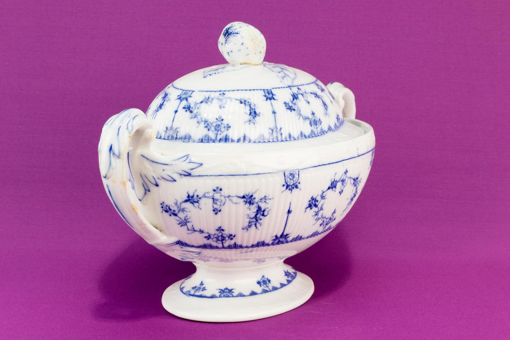 Furnivals Blue & White tureen and ladle, English circa 1900