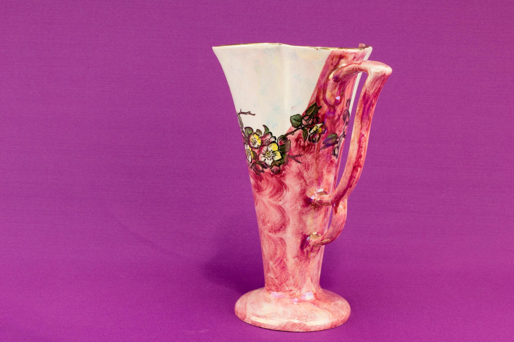 Art Deco tall pink jug, English 1930s