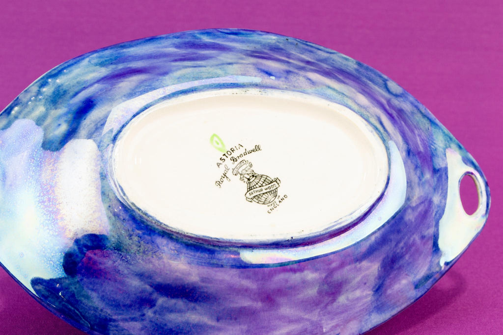 Art Deco blue lustre serving bowl, English 1930s