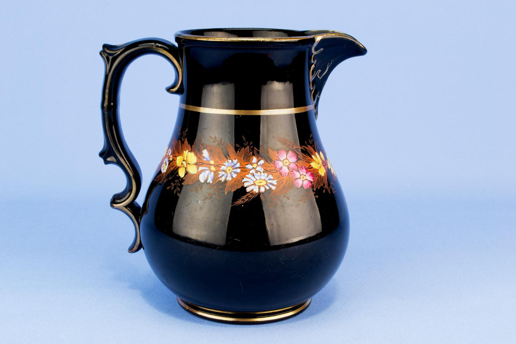 Small Black floral water jug, English 19th century