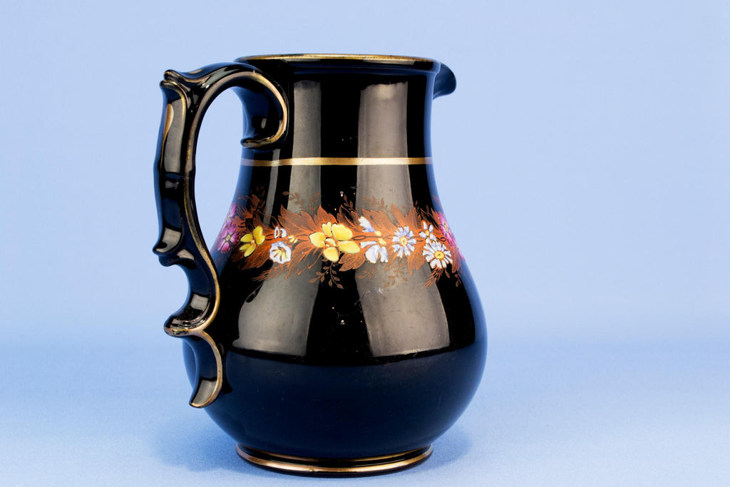 Small Black floral water jug, English 19th century