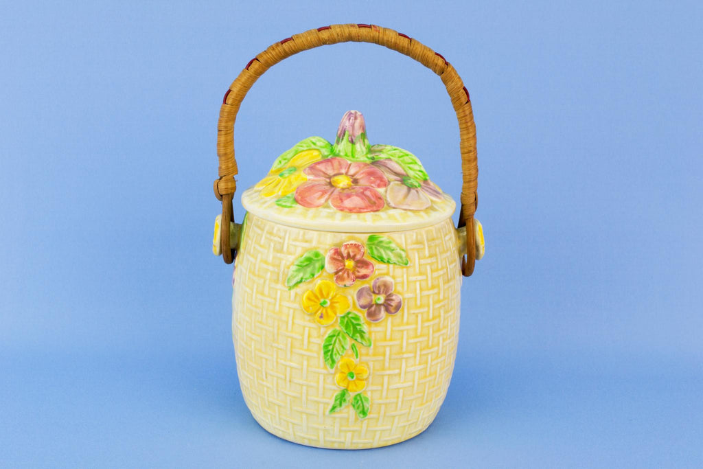 Floral design kitchen storage jar, English mid 20th century