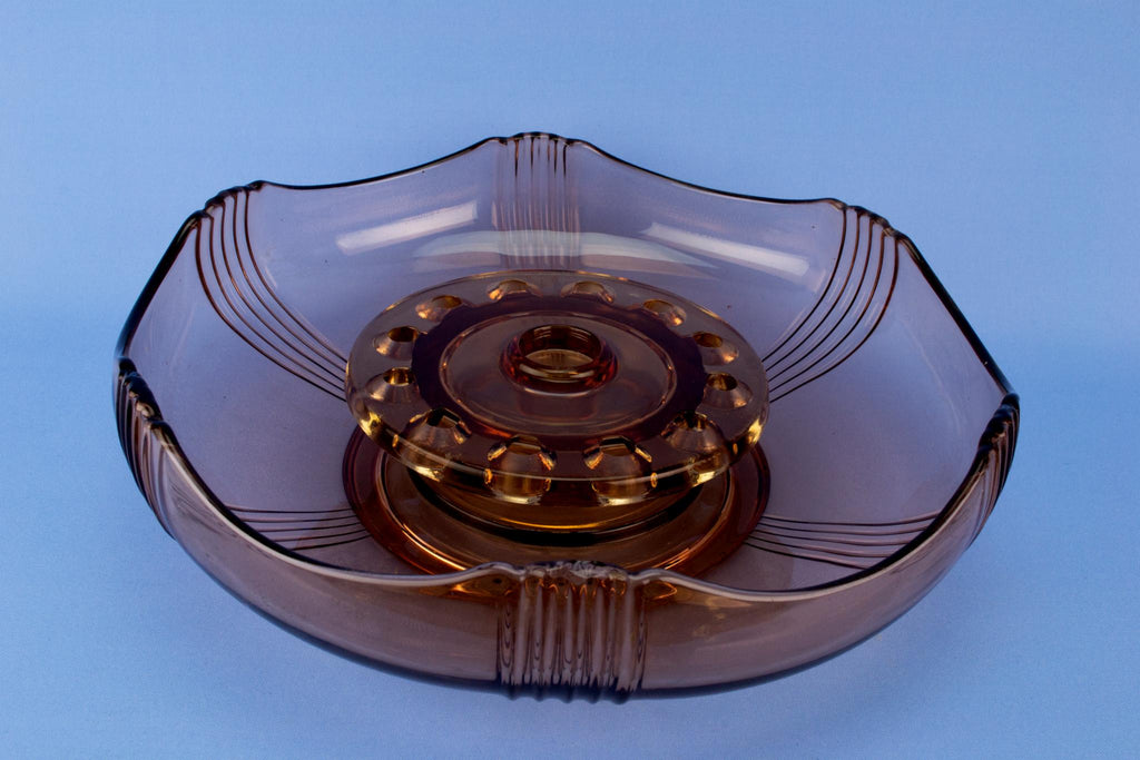 Art Deco glass flower centrepiece, English 1930s
