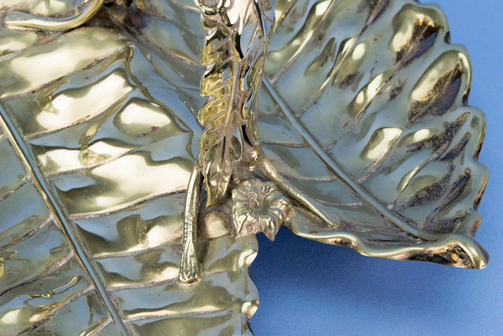 Silver plated leaf serving bowl, English 1890s