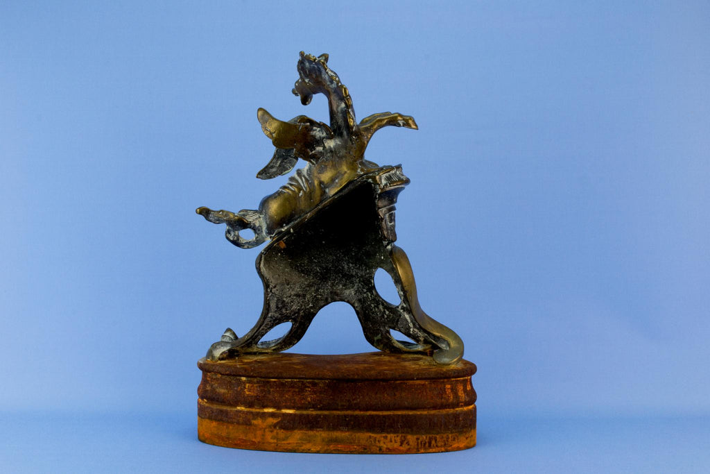 Winged horse brass door stopper, English 19th century
