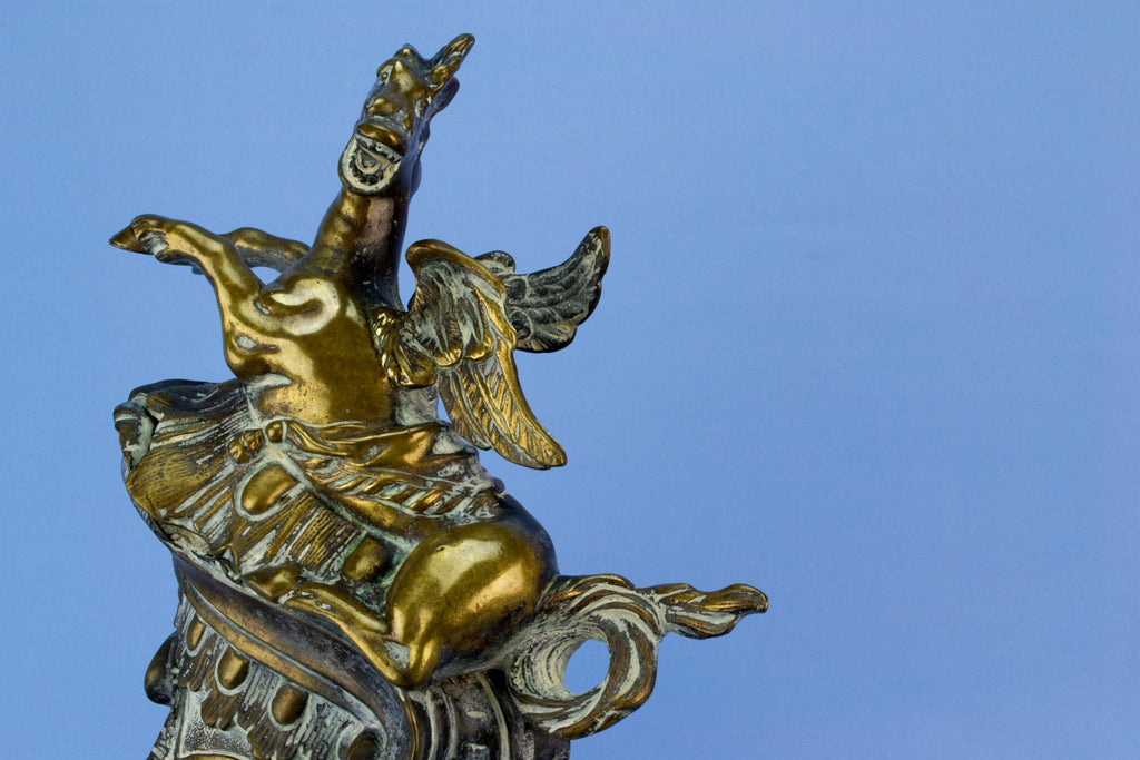 Winged horse brass door stopper, English 19th century