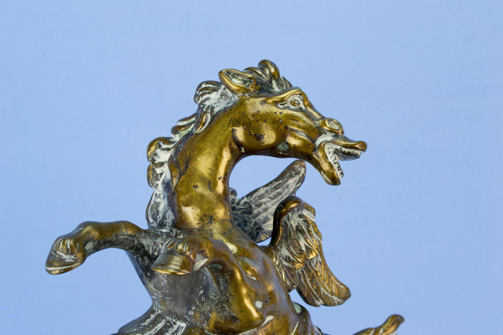 Winged horse brass door stopper, English 19th century