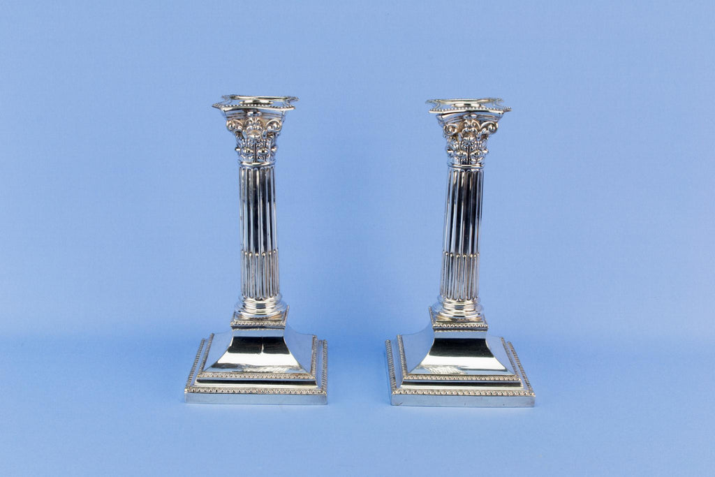 Walker & Hall silver plated candlesticks, English circa 1930