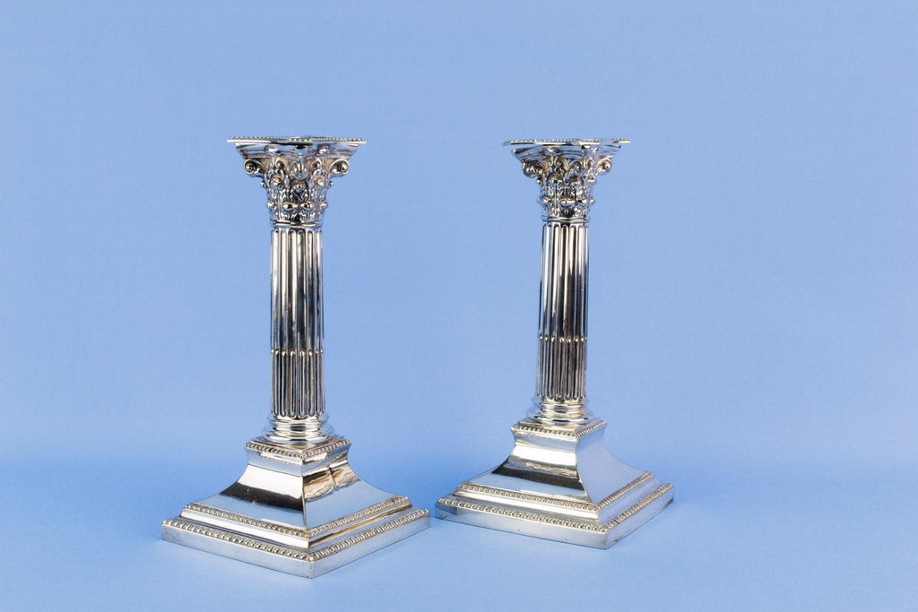Walker & Hall silver plated candlesticks, English circa 1930