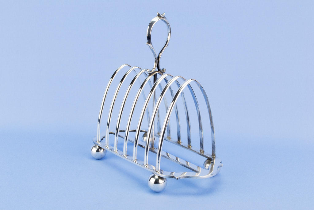 Silver plated toast rack, English circa 1930