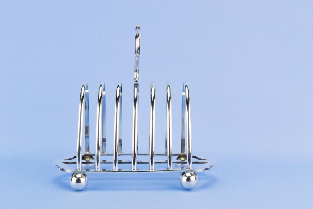 Silver plated toast rack, English circa 1930