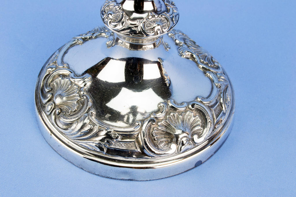Large silver plated candlesticks, English 1840s