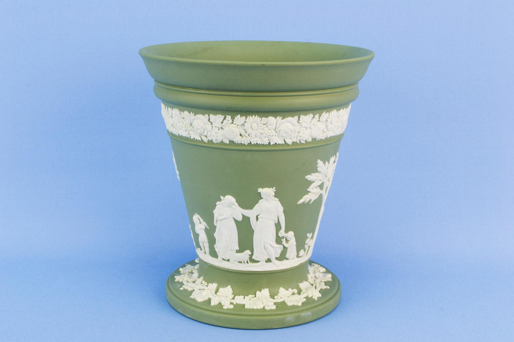 Wedgwood Green jasperware vase, English 1950s