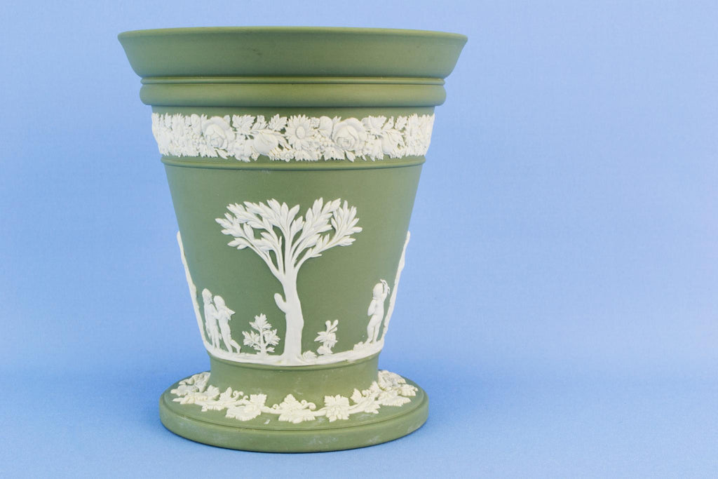 Wedgwood Green jasperware vase, English 1950s