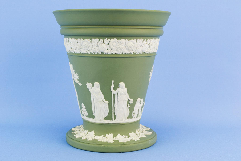 Wedgwood Green jasperware vase, English 1950s