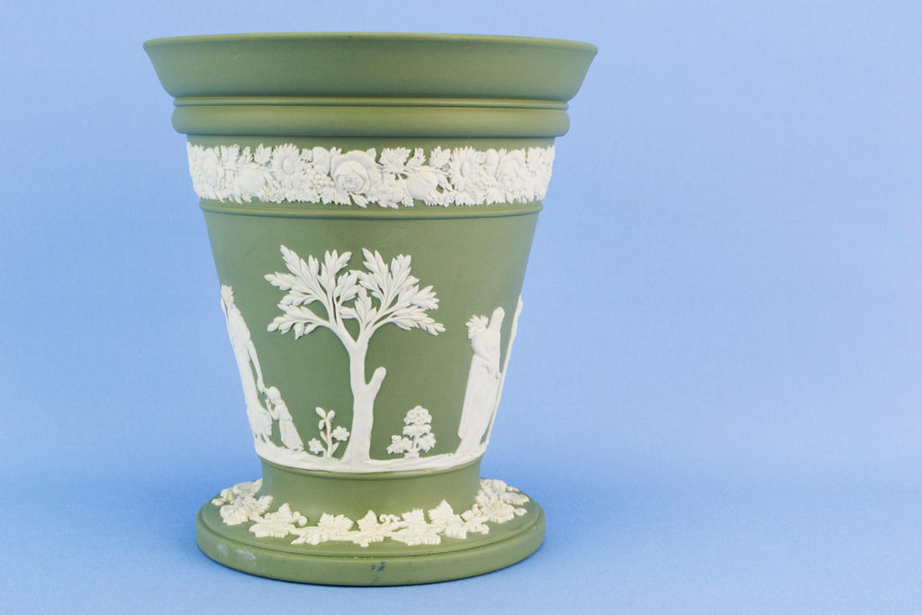 Wedgwood Green jasperware vase, English 1950s