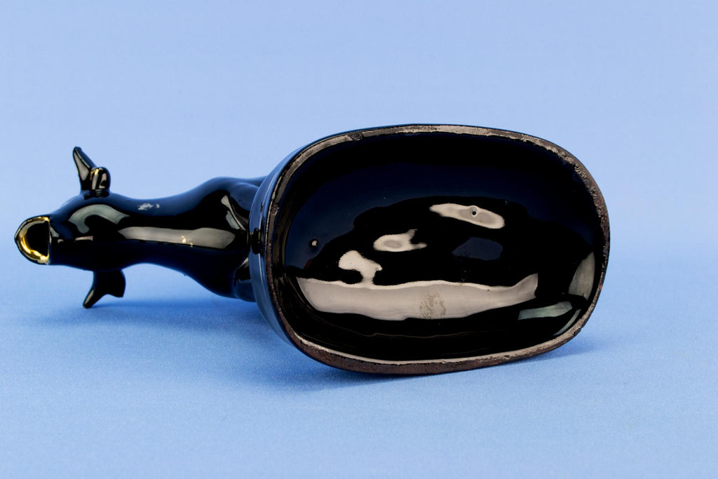 Black cow small milk jug, English circa 1900