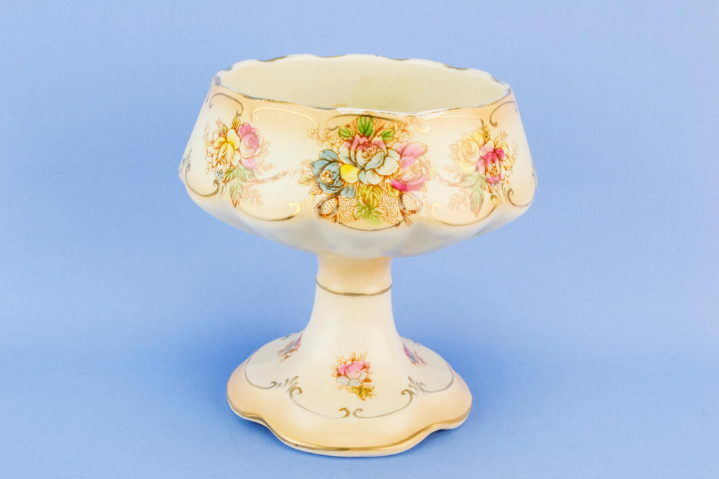 Pink serving stem bowl, English 1890s
