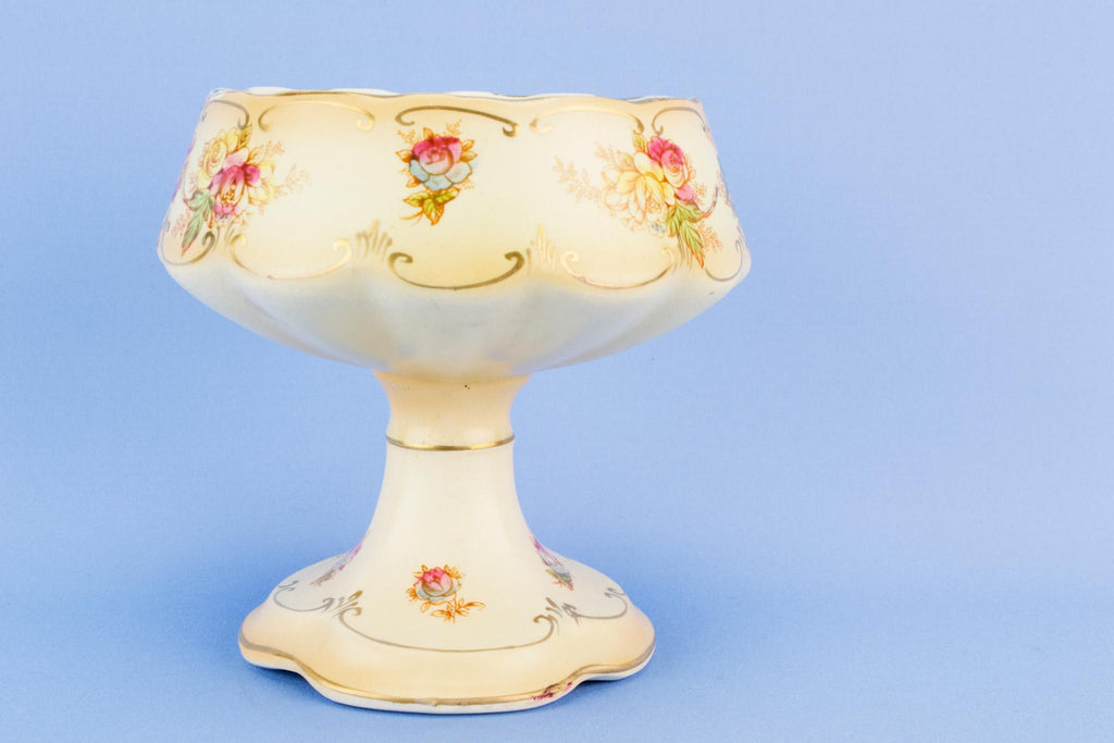 Pink serving stem bowl, English 1890s