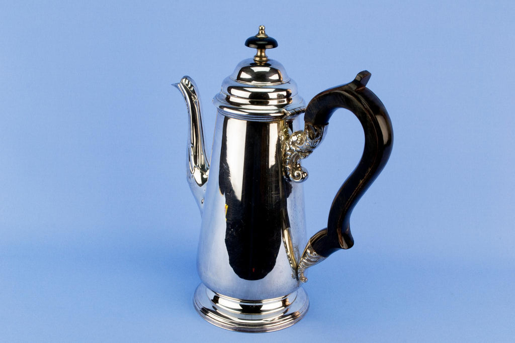 Tall Silver Plated Coffee Pot, English early 1900s