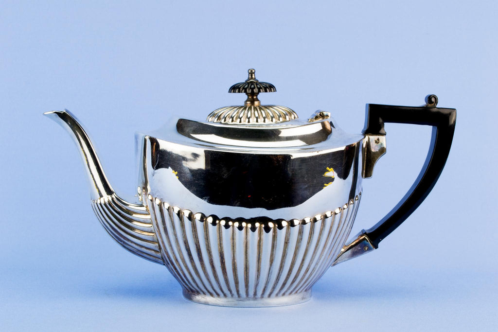 Silver plated tea set on tray, English 1930s