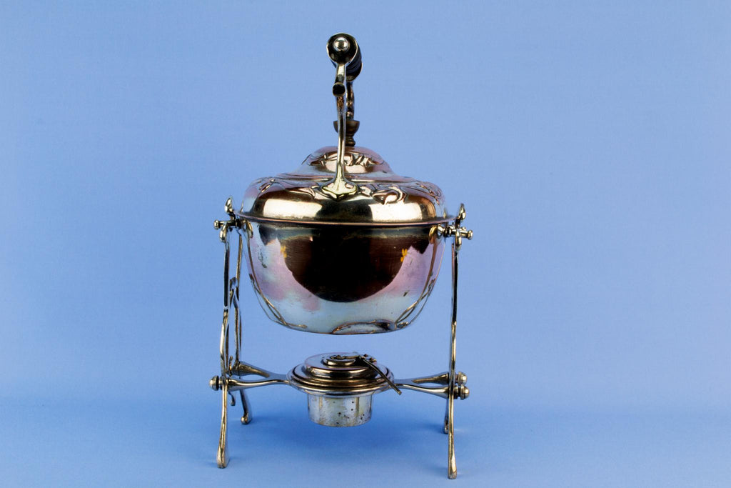 Art Nouveau Kettle on Stand, English 1890s
