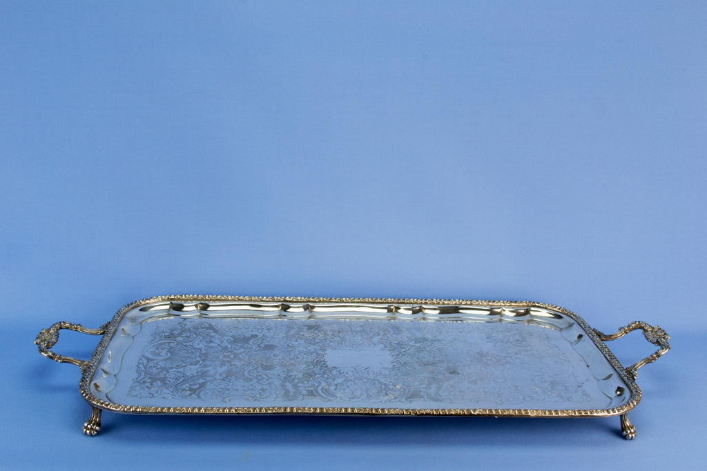 Large silver plated drinks serving tray