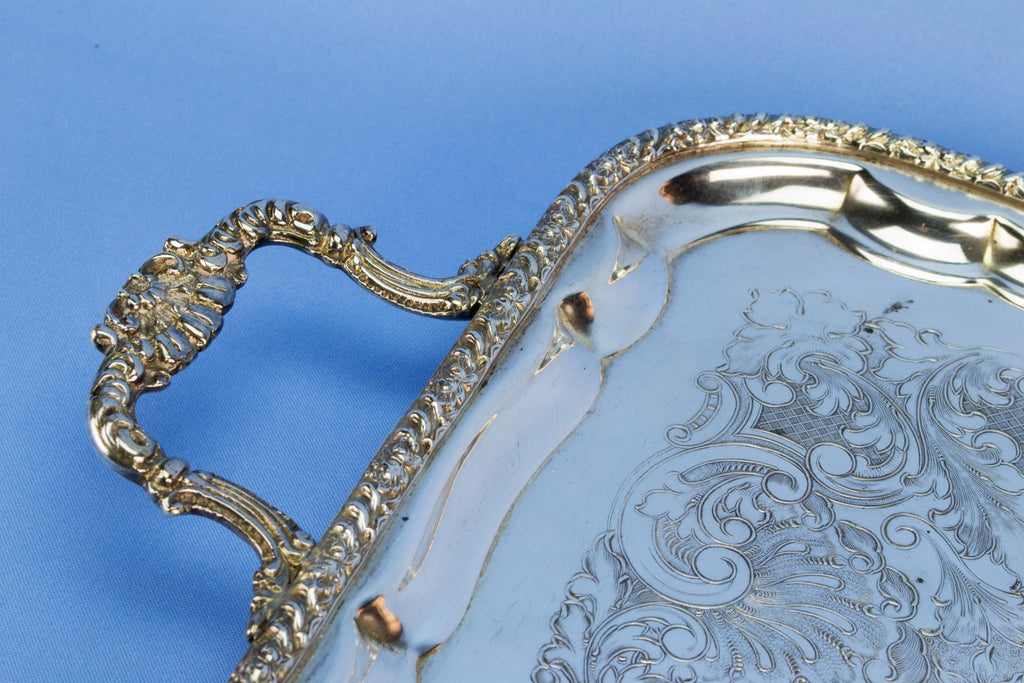 Large silver plated drinks serving tray