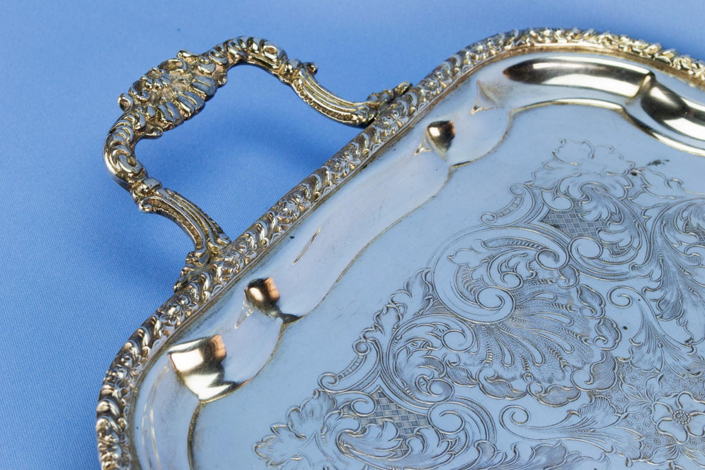 Large silver plated drinks serving tray