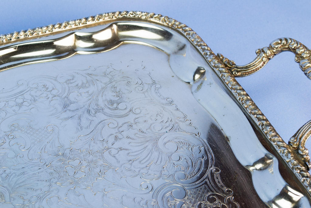Large silver plated drinks serving tray