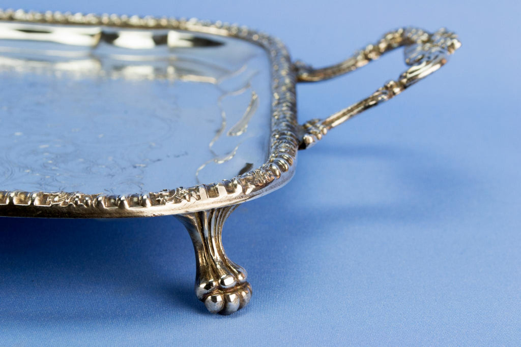 Large silver plated drinks serving tray
