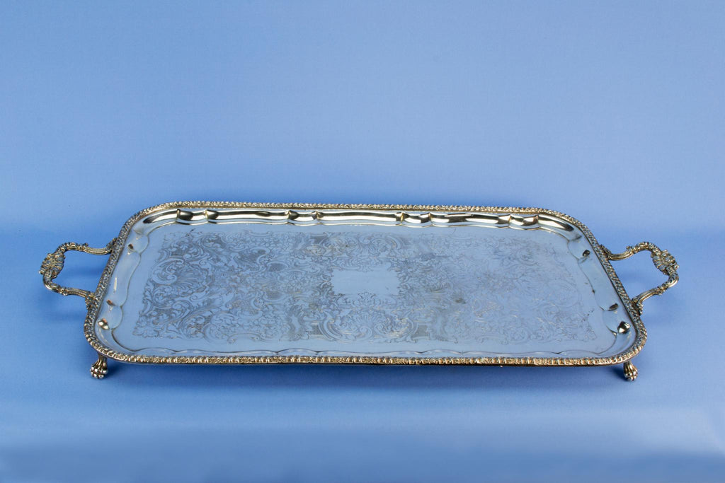 Large silver plated drinks serving tray