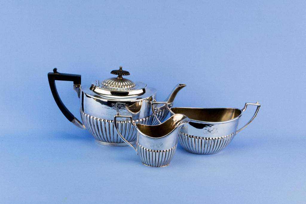 Martin Hall silver plated tea set trio, English 1930s