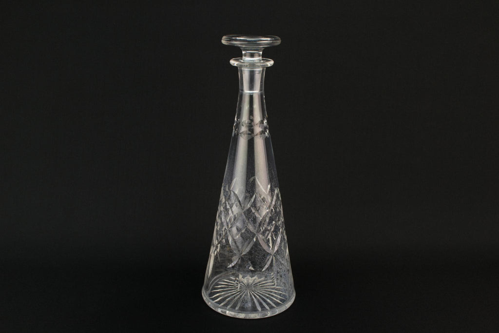 Cut glass conical decanter, English 1970s