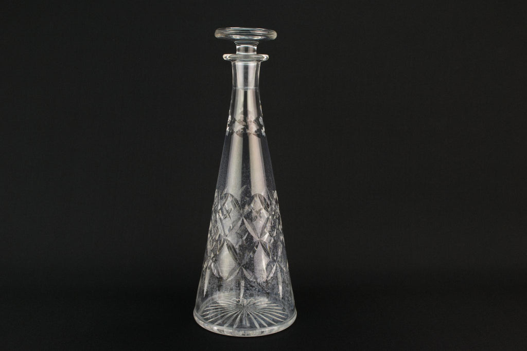 Cut glass conical decanter, English 1970s